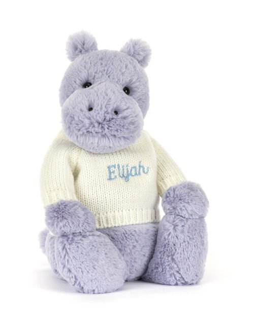 Bashful Hippo with Personalised Cream Jumper