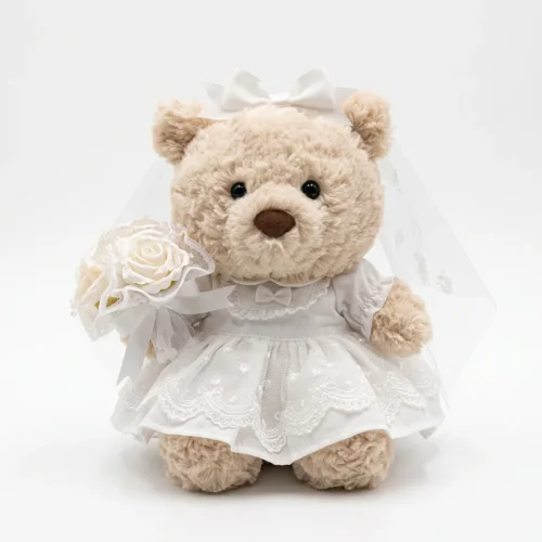 White Cutton Wedding Dress Bartholomew Bear Junior Outfit