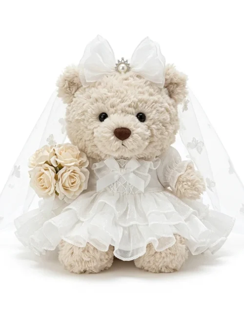 White Wedding Dress Bartholomew Bear Junior Outfit