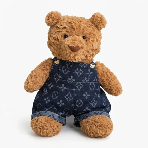 Dark denim patterned overalls for Bartholomew Bear