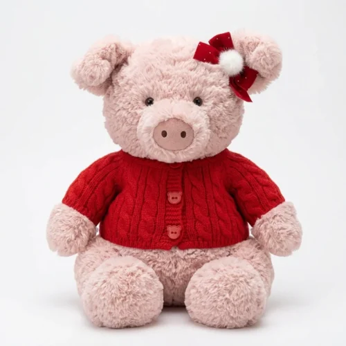 Red Handmade knitted sweater for pigs, Bartholomew Bear